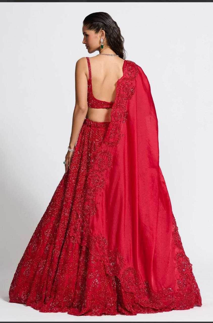 Vichitra Silk Sequins Lehenga With Cancan - MYLUXURY LANE ENTERPRISE
